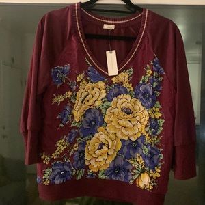 Anthro quarter sleeve blouse